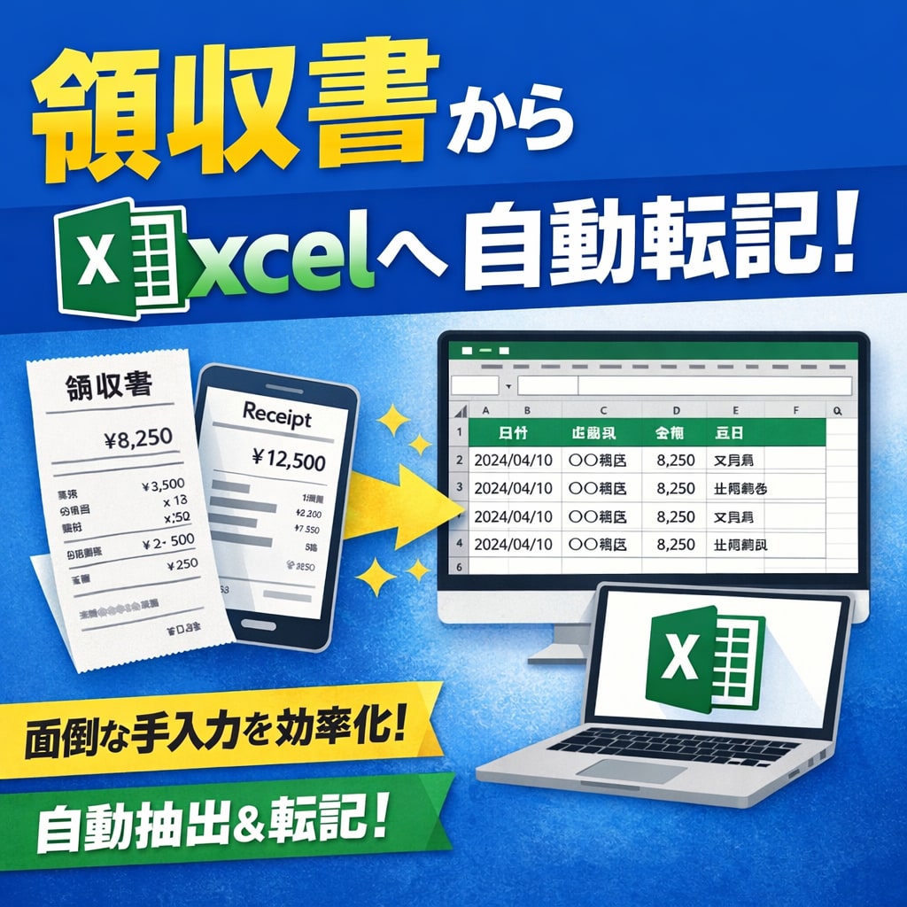 領収書入力を自動化します 領収書の情報を自動で転記するツールを作ります イメージ1