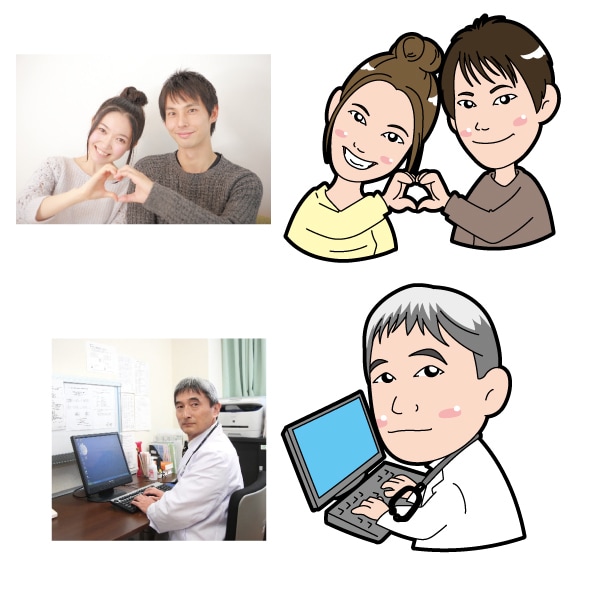 写真からほんわか、かわいいシンプルな似顔絵描きます かわいくシンプルなイラストです イメージ3