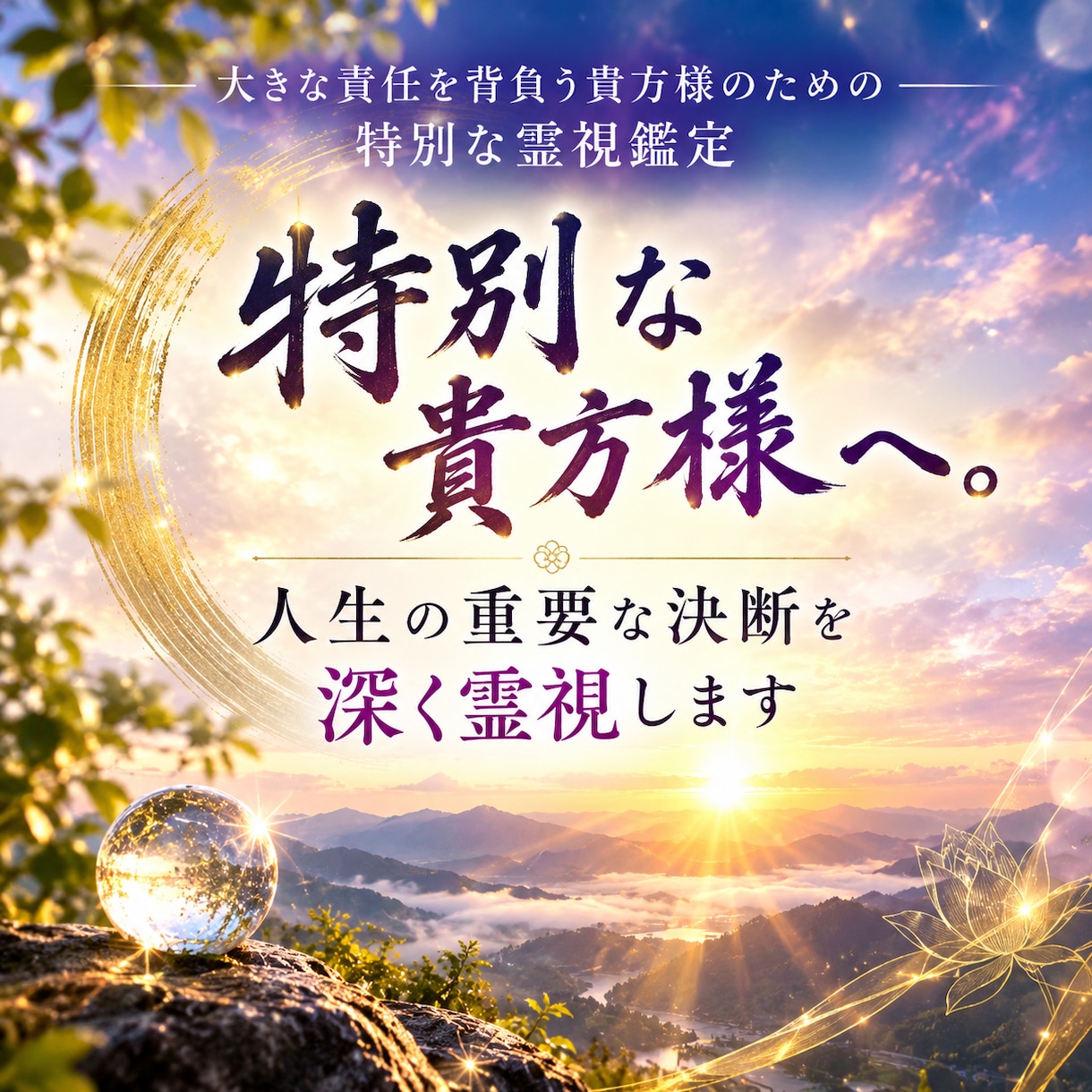 特別な貴方様へ。人生の重要な決断を深く霊視します 大きな責任を背負う貴方様のための特別な霊視鑑定 イメージ1