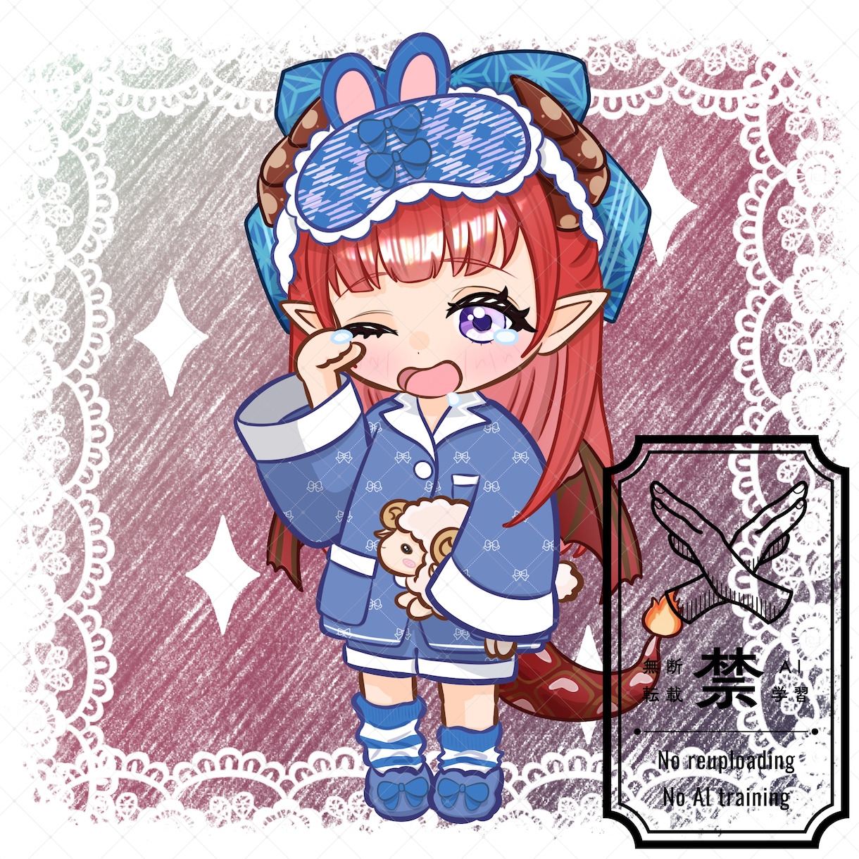 商用利用可！【ねむねむパジャマ】ミニキャラ描きます ライバー活動をお手伝い！配信/パネル開け/アイコン/グッズ イメージ5