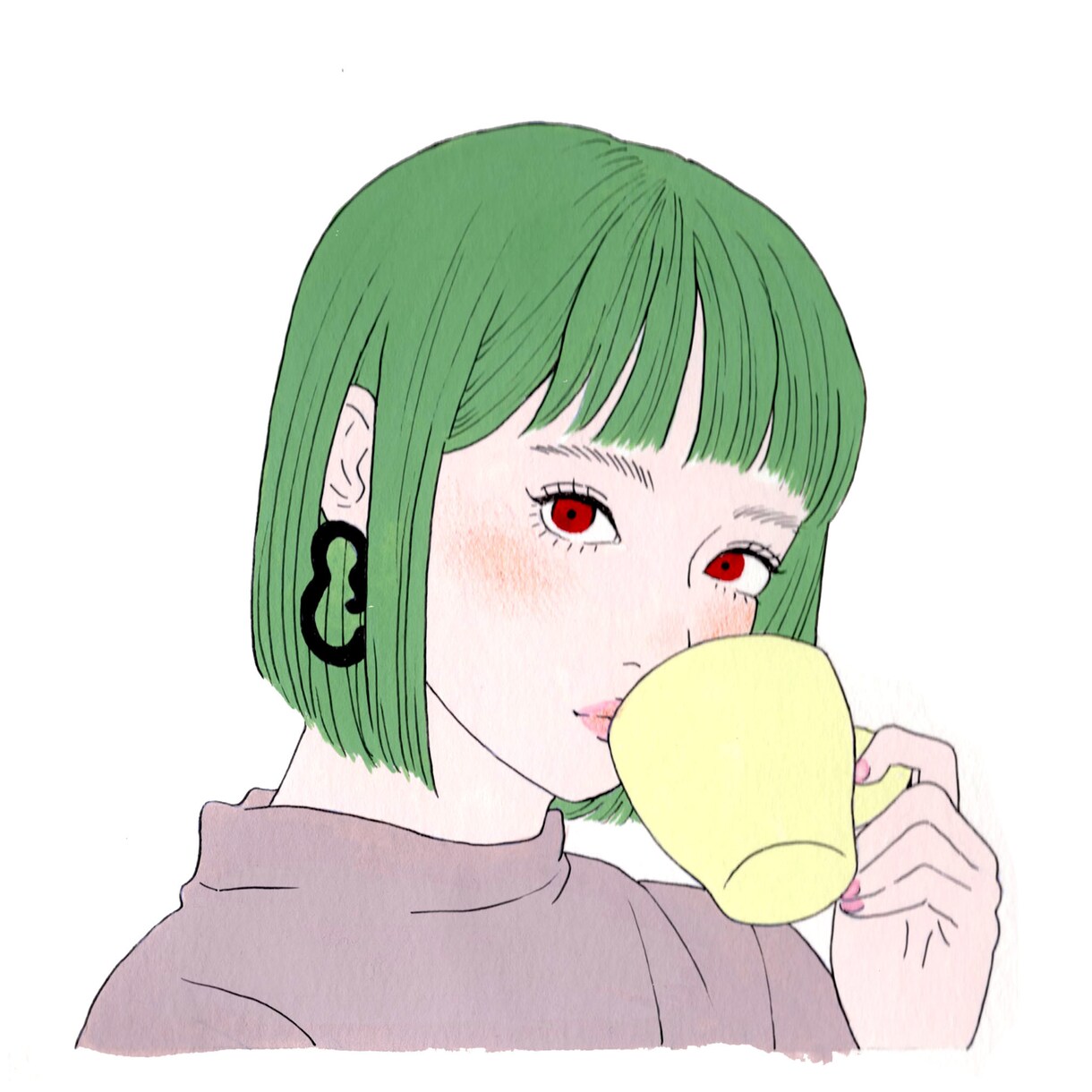 アナログタッチの大人かわいい女性イラストを描きます アイコン、メインビジュアル、ロゴなどの用途に イメージ5