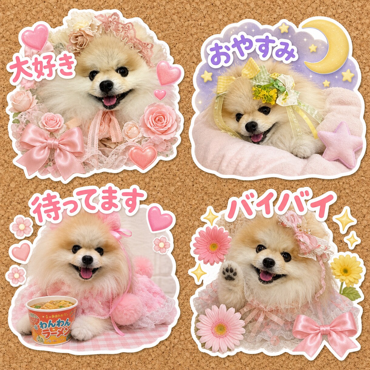 ペットの写真から小物付きの可愛いスタンプ作ります ペット写真から作る愛らしくらぶりぃで可愛いＬＩＮＥスタンプ イメージ1