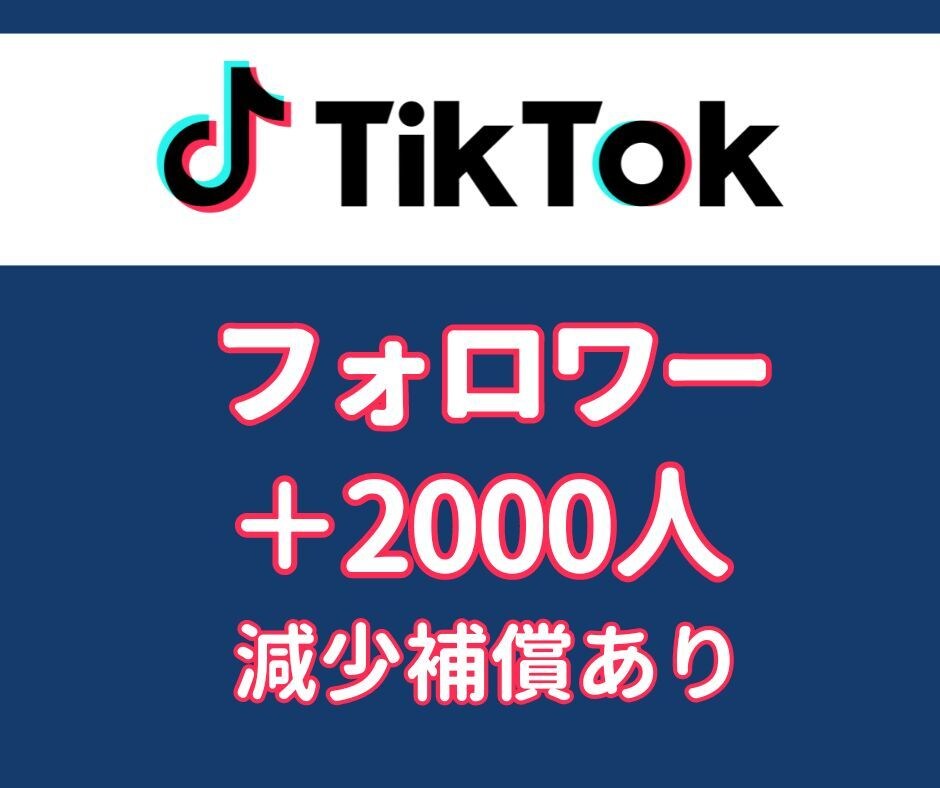 TikTok フォロワー 2000人 増やします 振り分け可能・保障あり・2000人以上はオプションあり イメージ1
