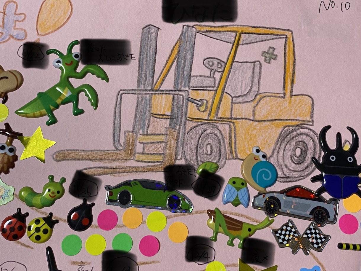 男の子のトイトレ！働く車のシール台紙描きます シール作戦！年子兄弟2児のかーちゃんがトイトレをサポート！ イメージ5