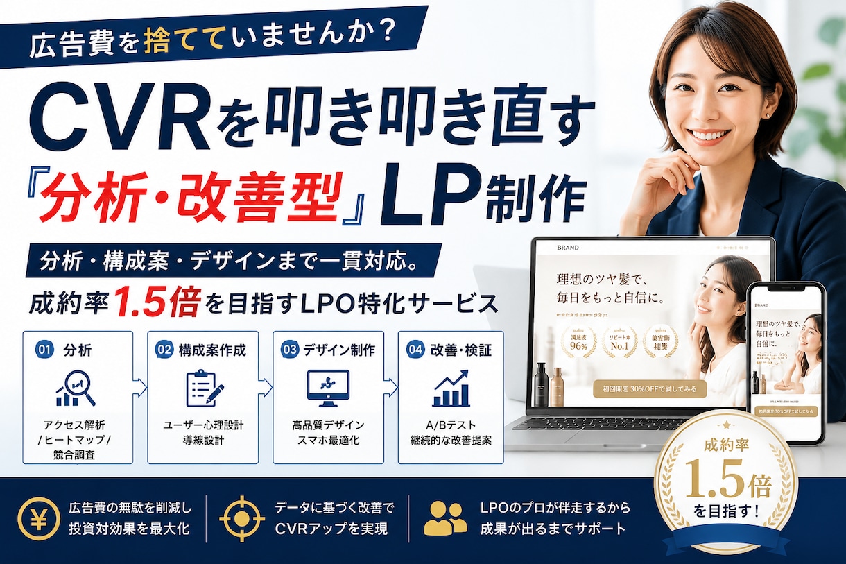 売れないLPを分析して改善します 構成・デザイン・導線まで成約目線で設計します イメージ1