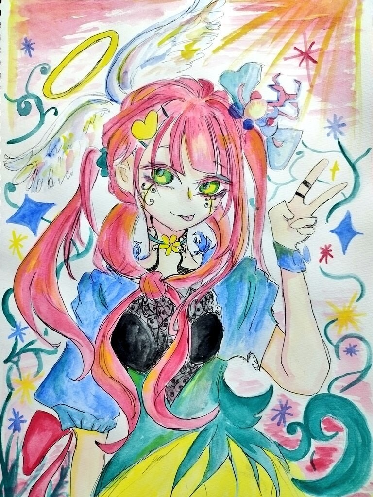 色彩鮮やかでかわいい、かっこいいイラストを描きます ポスターカラーのアナログイラスト基本とし女の子を主に描きます イメージ3