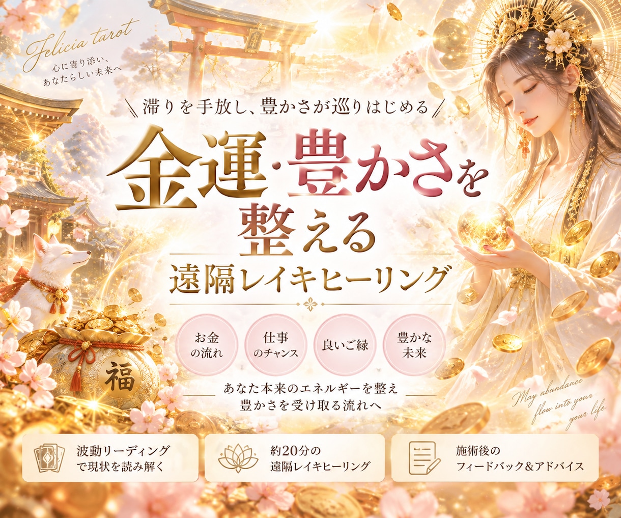 金運・豊かさを遠隔レイキで整えます お金・仕事・ご縁｜豊かさを受け取るヒントをお届け イメージ1