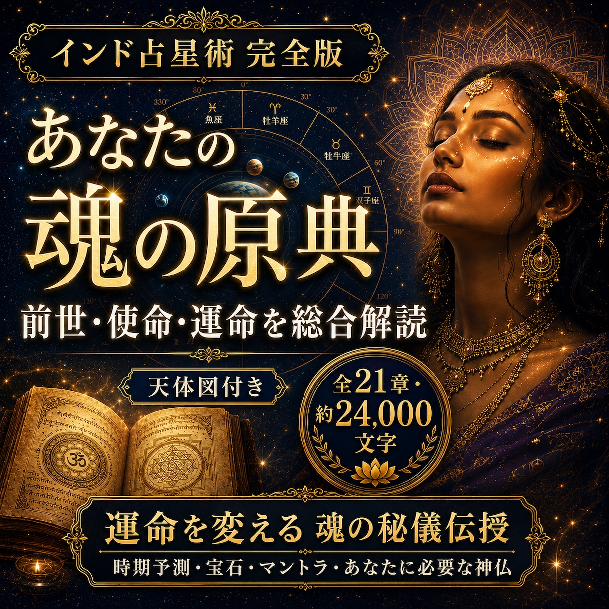 本格インド占星術☽前世・使命・未来を完全鑑定します ☊全21章2.5万字超の一生涯鑑定☋魂の天体図と開運秘儀付き イメージ1