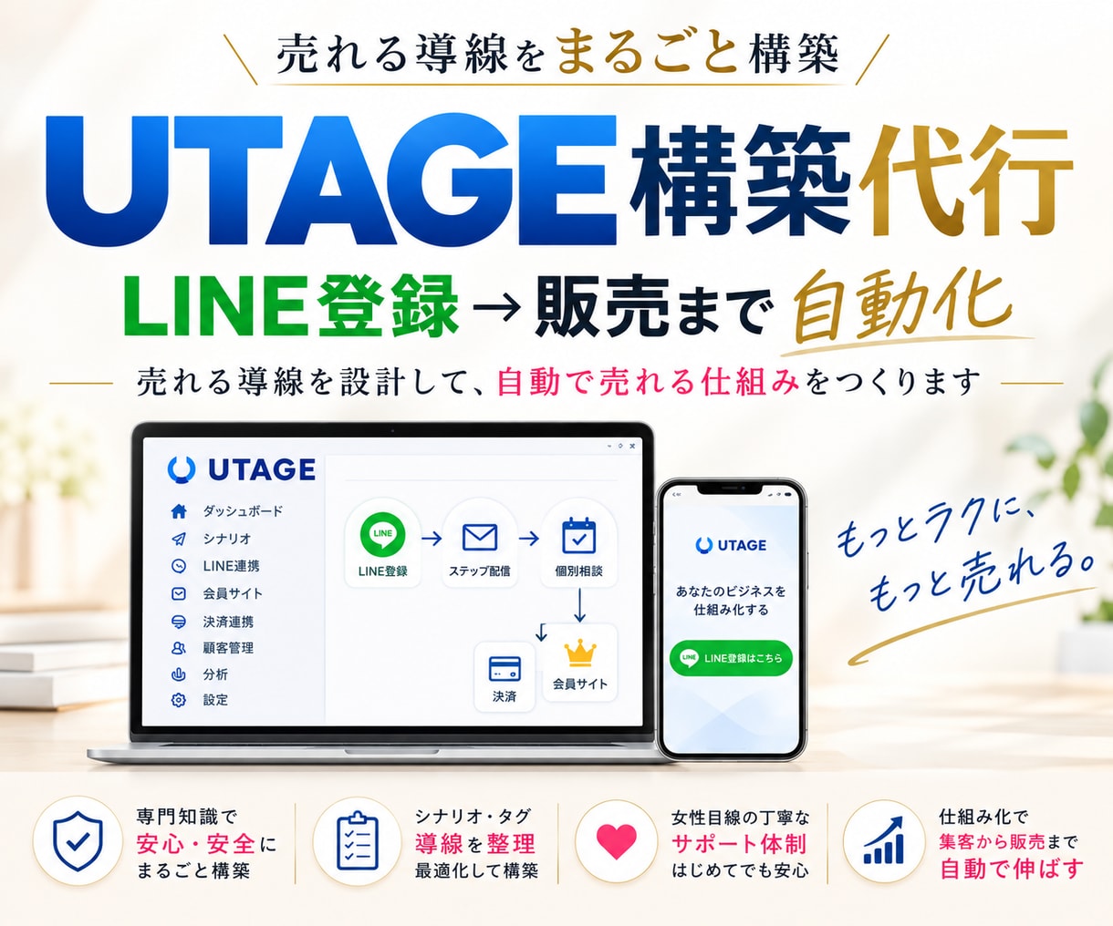 UTAGE構築代行｜売れる導線を丸ごと構築します LINE登録から販売まで自動化 イメージ1
