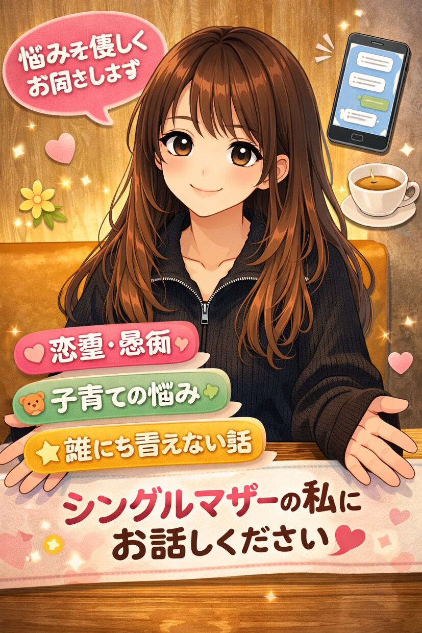 シングルマザーがあなたの悩みを優しく聞きます ひとつのお悩み解決するまで寄り添います！お気軽にどうぞ♪ イメージ1