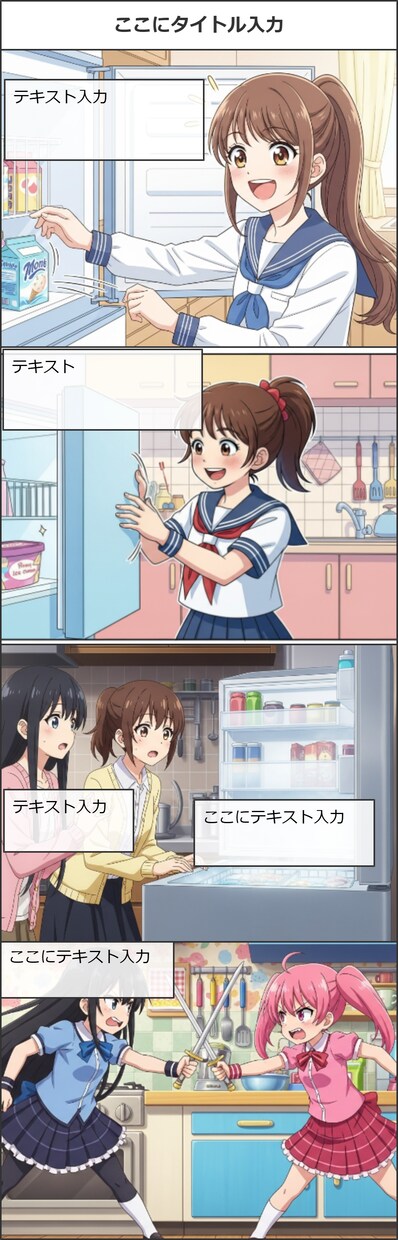 最短１０分で４コマ漫画が誰でも簡単に作れます オフラインOK！誰でも簡単に4コマ漫画が作れるHTMLツール イメージ4