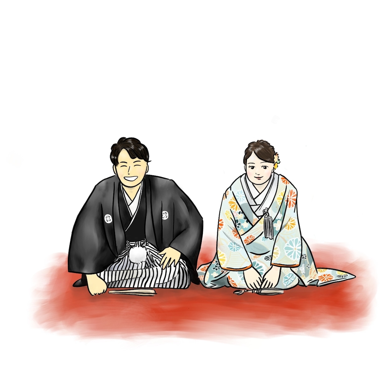 ウェルカムボードをイラストを描きます シンプルなタッチで洋装、和装を描きます。 イメージ1