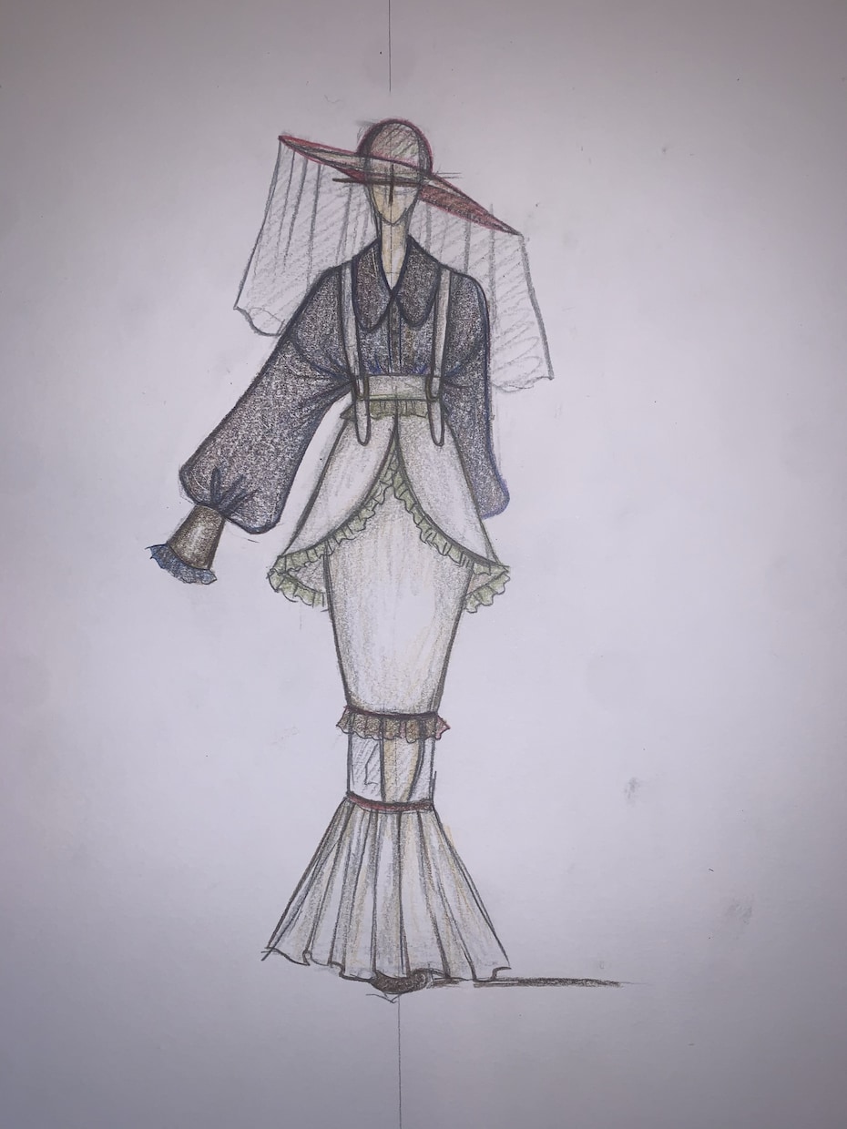 今どきにないデザイン画を描きます デザイン画はアナログで作成し、AIでコラージュします。 イメージ3