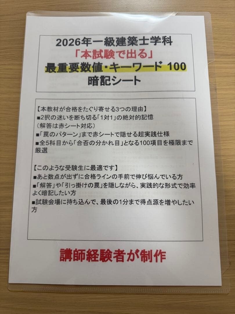 一級建築士講師経験者のオリジナル教材を販売します 中を見たい場合はDM下さい。個別販売、苦手問題作成も賜ります イメージ9