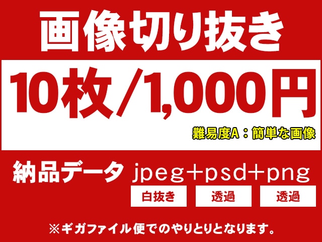 写真画像の切り抜き&補正致します jpeg＋psd＋pngデータ納品致します。 イメージ1