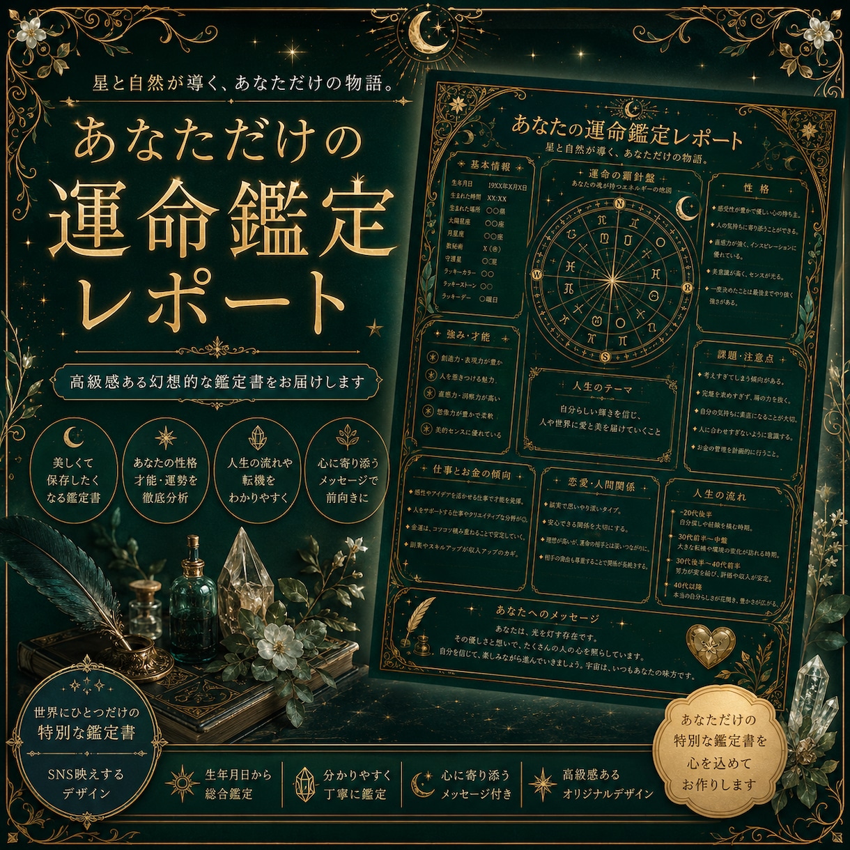 高級感ある幻想的な「運命鑑定レポート」を制作します あなたの人生を、美しい運命レポートに イメージ1