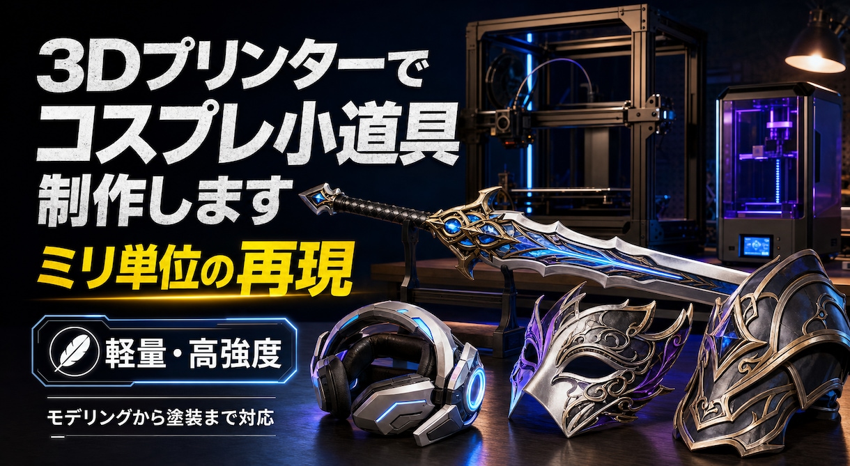 3Dプリンターでコスプレ小道具制作します デジタル造形でミリ単位の再現！軽量・高強度な装備を最短で実現 イメージ1