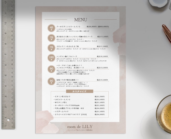 美容・女性向け★低価格×高品質メニュー表作成します 【おしゃれで高品質！魅力が伝わるメニュー表を制作します】 イメージ5
