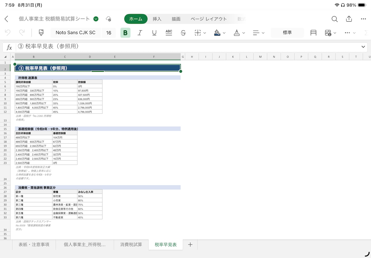 副業・給与所得！税額自動計算するシートを提供します 黄色部分を入力するだけ。確定申告前の納税額が一目でわかる イメージ4