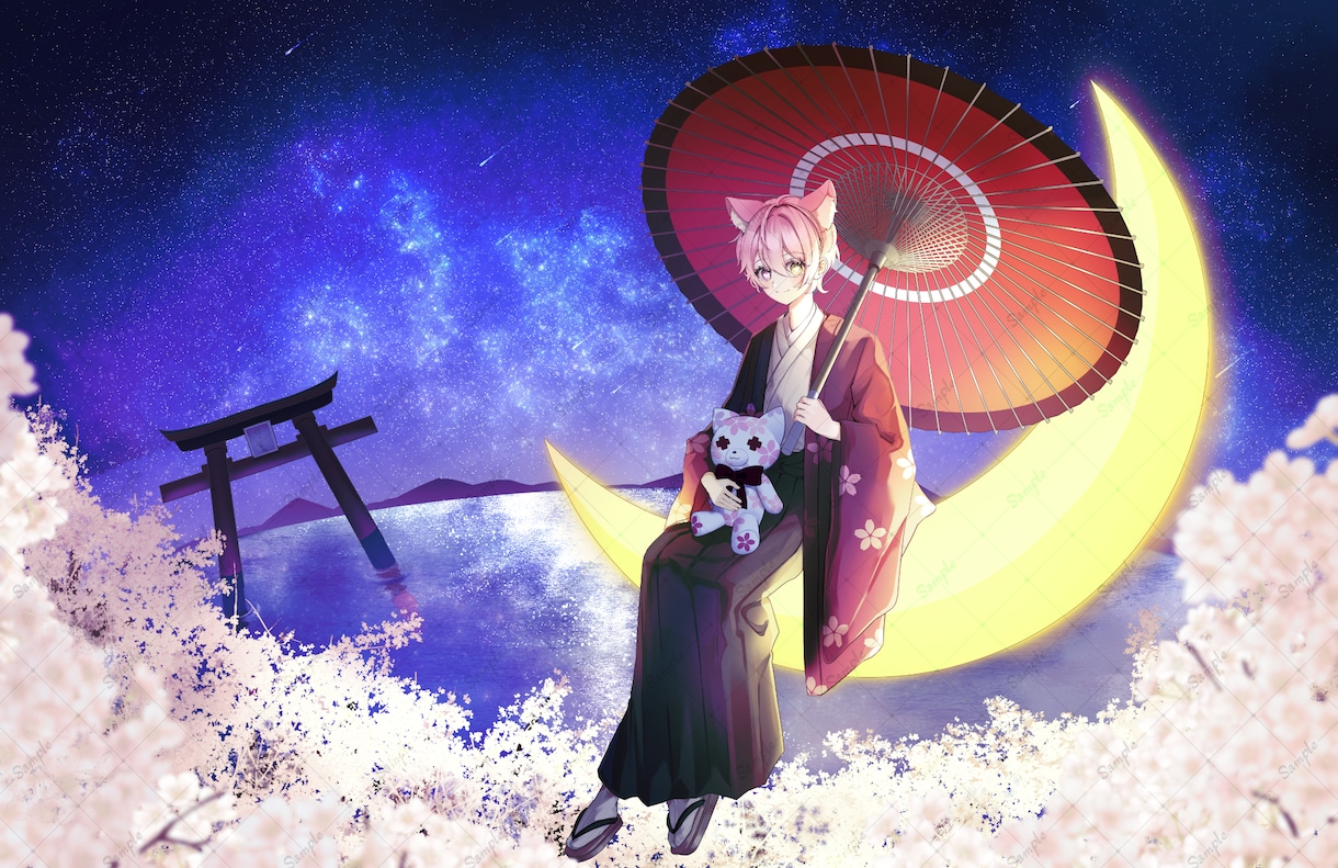 世界観のある一枚絵を制作します 光が綺麗で印象的なイラストを作成します イメージ2