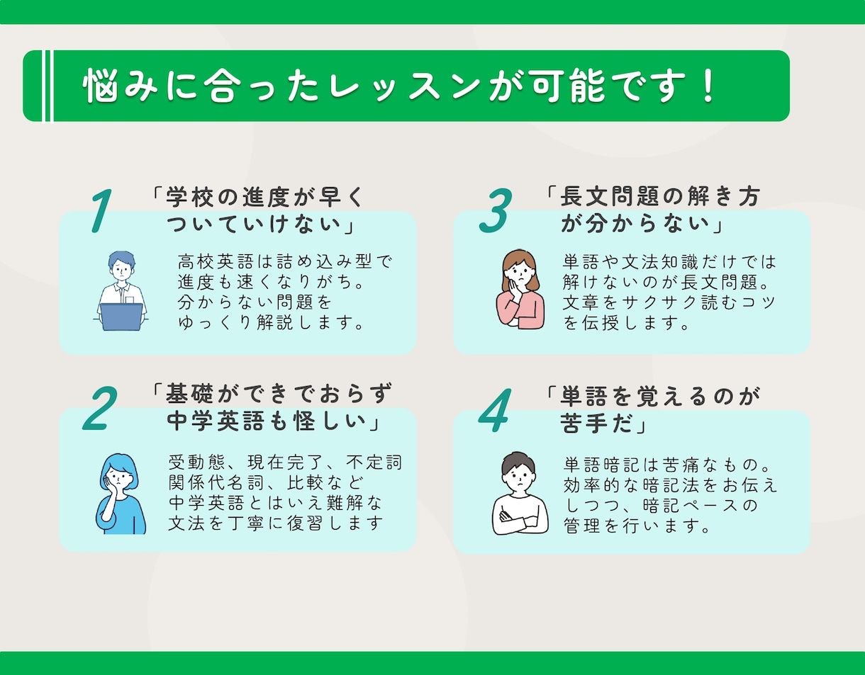 高校生｜英語のオンライン家庭教師をします 大学受験／模試対策／定期テスト対策／中学英語の復習 イメージ3