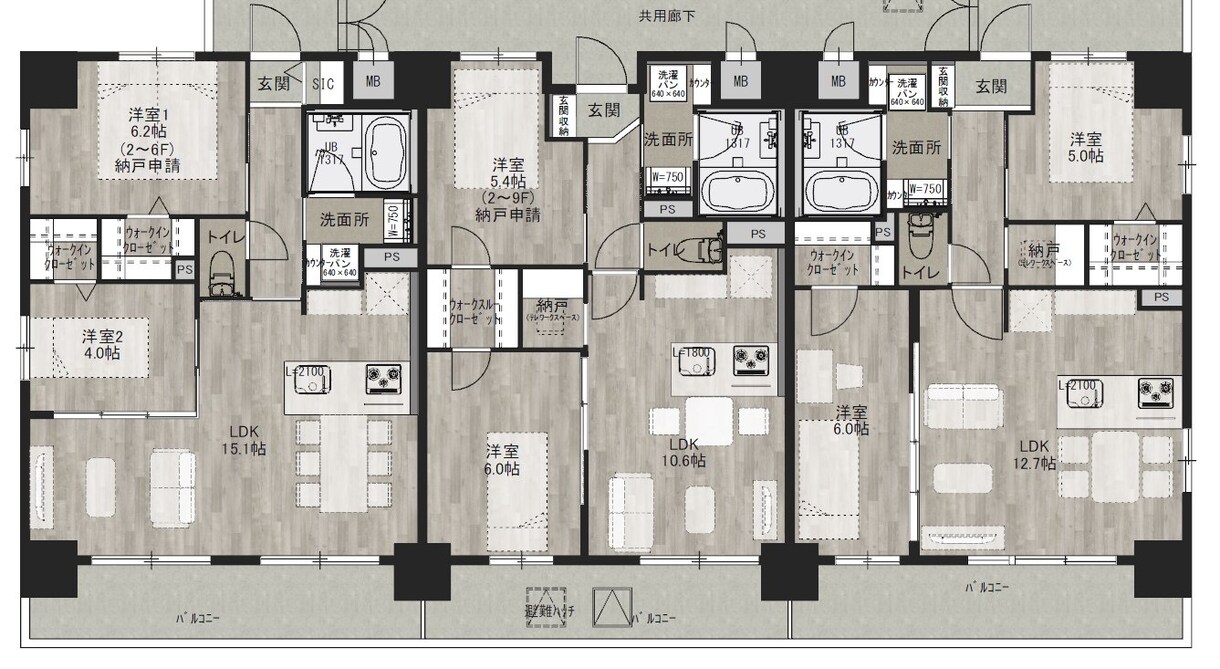 間取り図図面集用図面作成、カラーリングします 間取り図に着色します。不動産のマイソクなどにお使い頂けます イメージ6