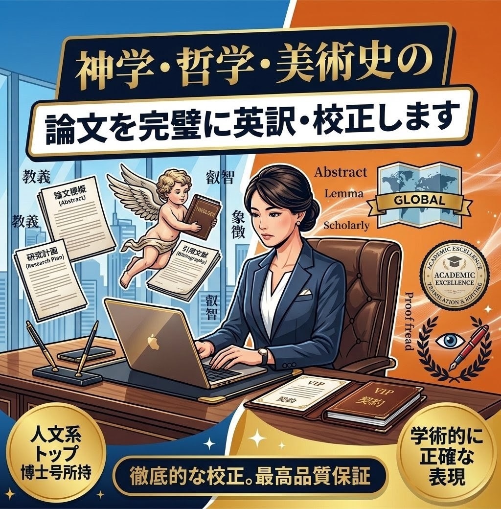 神学・哲学・美術史の論文を完璧に英訳・校正します 米国博士号（PhD）保持者が査読や国際学会対策を徹底サポート イメージ1