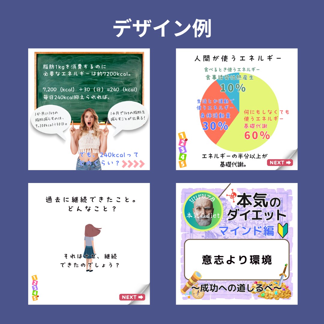 インスタグラム投稿用の画像を作成代行します フィットネス関連のインスタ投稿画像作成します イメージ8
