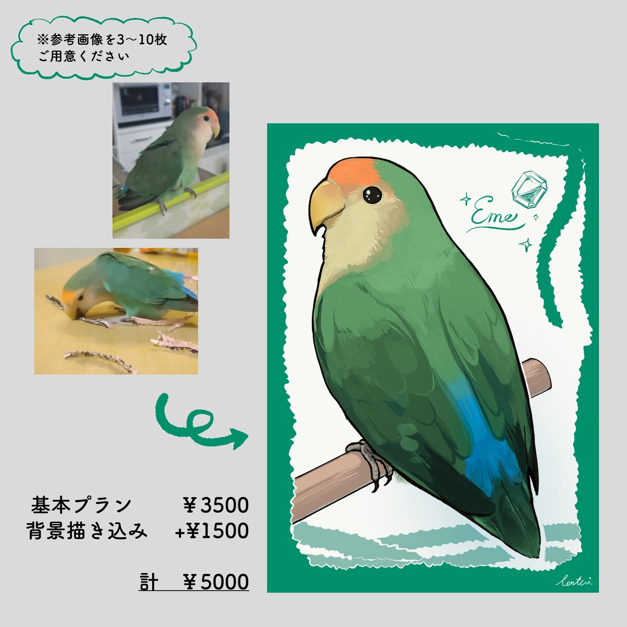 ペット似顔絵作成します 【モニター価格】大切なペットの魅力をやさしく丁寧に描きます イメージ4