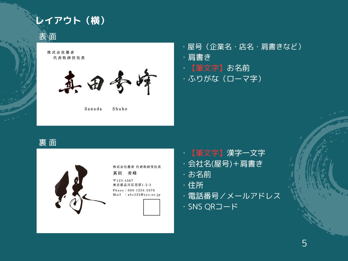 筆文字で魅せる”勝負名刺”を書きます 〜“この人、ただ者じゃない”を演出する勝負の一枚〜 イメージ5