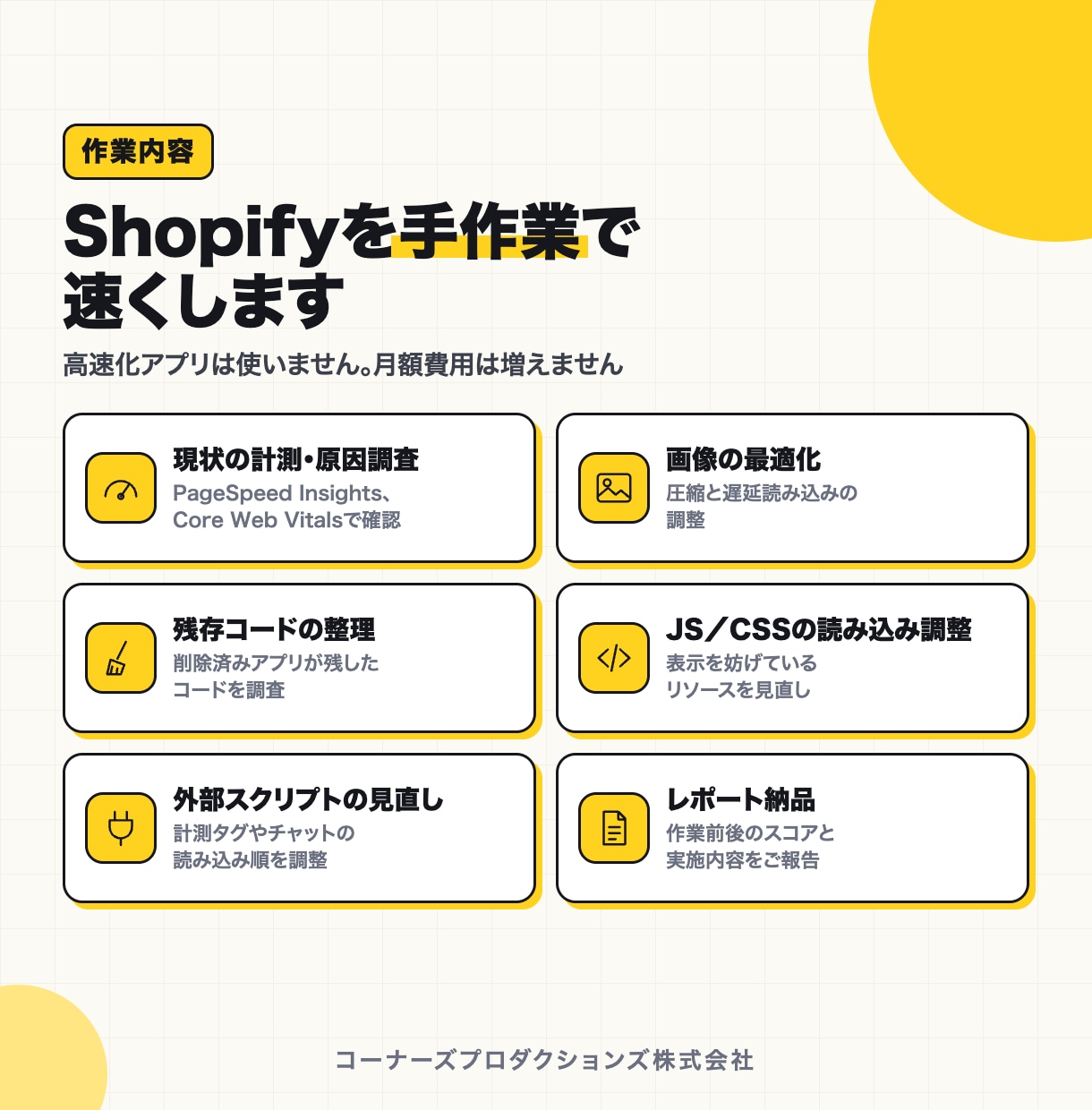 Shopifyの表示速度をプロが改善します アプリに頼らず手作業で最適化｜速度改善の販売実績20件以上 イメージ2
