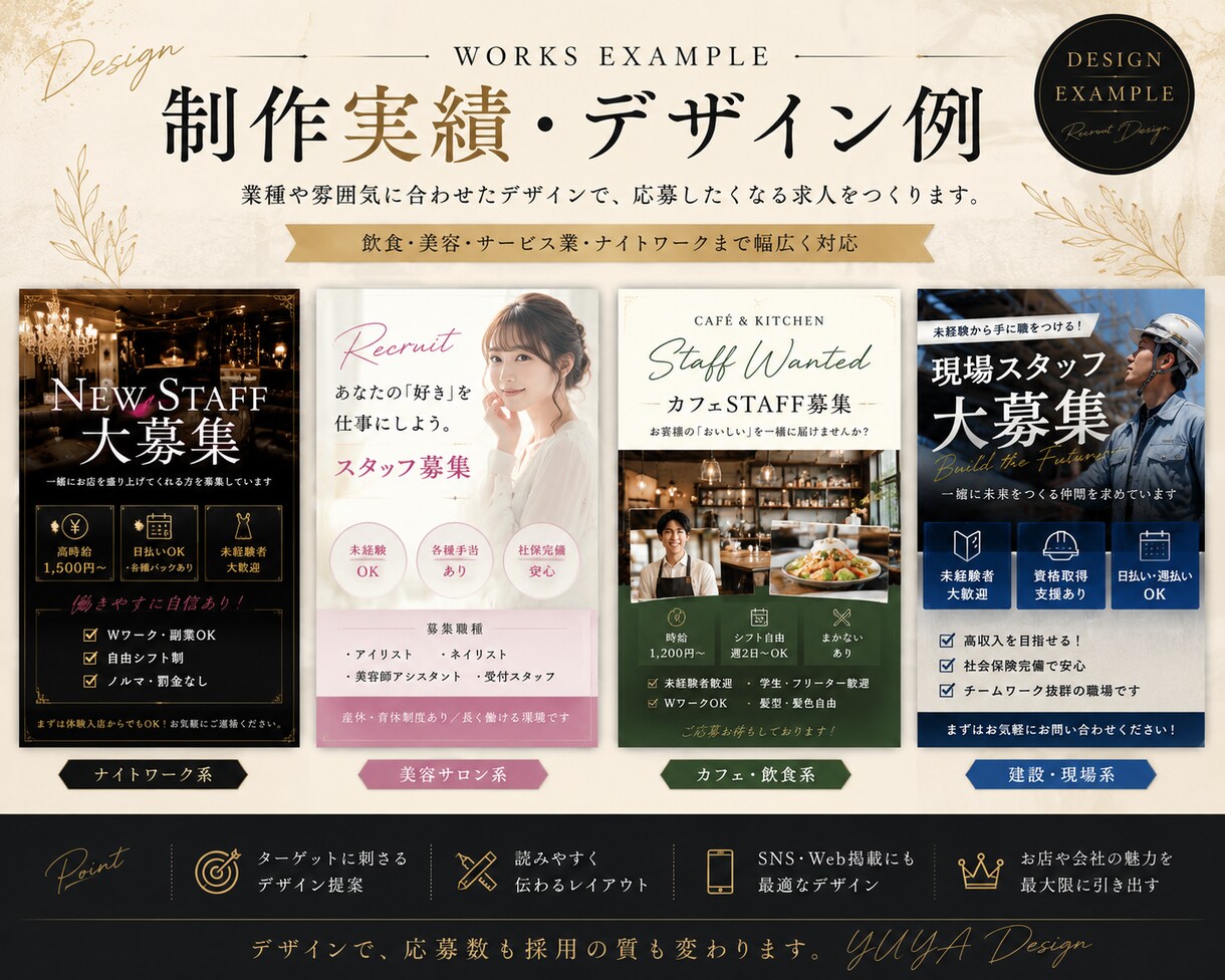 応募につながる求人画像をデザインします お店の魅力が伝わる求人デザインを制作します イメージ3