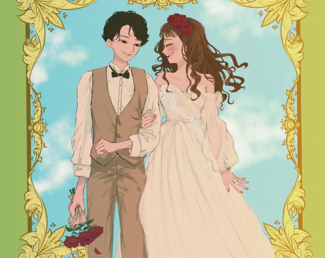 可愛い！カラフルな結婚式のウェルカムボード描きます 良い感じに美化 & 似ていて、やさしい雰囲気にします♡ イメージ1