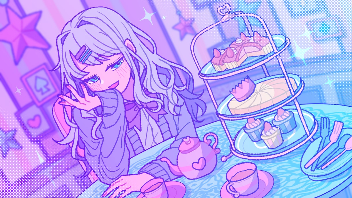 ポップでかわいいを詰め込んだイラスト描きます 動画一枚絵、歌ってみた、表紙、アイコンヘッダーなど！！ イメージ1