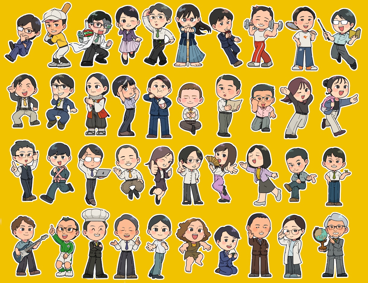 温かみのあるデフォルメイラストを制作します 商用や記念にも！動物や幅広い年代の人物もお任せください イメージ3