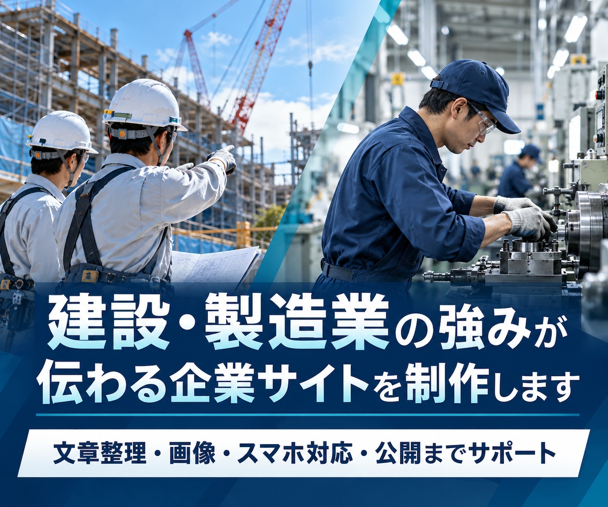 建設・製造業専門の企業サイトを制作します 技術・実績・採用情報が伝わるホームページ イメージ1
