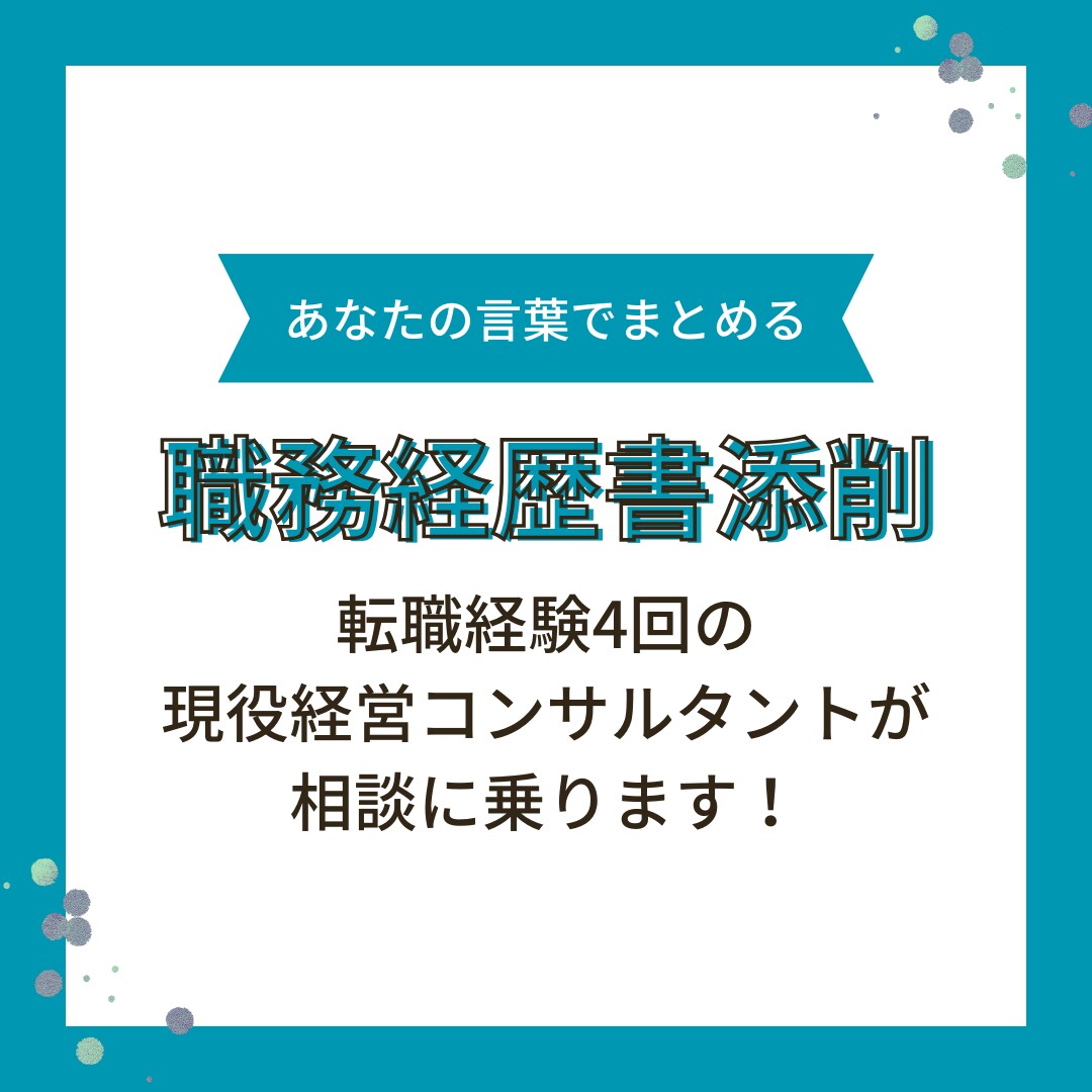 転職4回の経営コンサルタントが職務経歴書添削します 採用担当者の目に留まる職務経歴をあなたの言葉でまとめるご支援 イメージ1