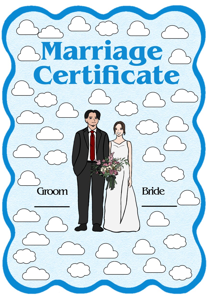 ゲスト参加型結婚証明書　シンプルな似顔絵で描きます 【3名様限定モニター価格】第1弾超お得 イメージ6