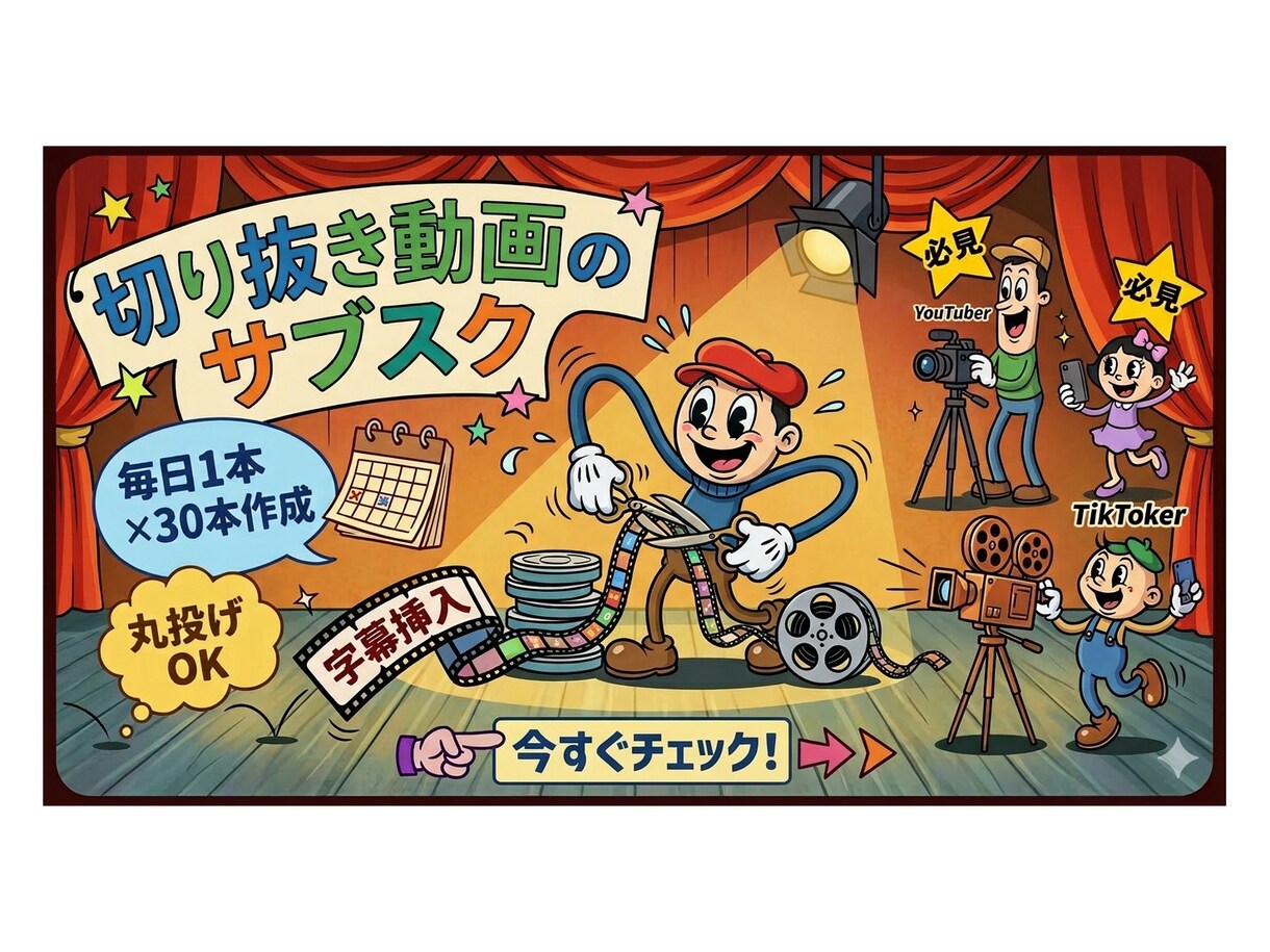 毎日投稿したい方必見!切り抜き動画30本作成します 丸投げも、こだわりも何でもお伺いします! イメージ1