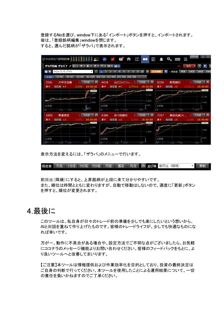 ランキングから「ザラ場」銘柄を選定します MARKET SPEEDⅡにインポートする銘柄を作成 イメージ5