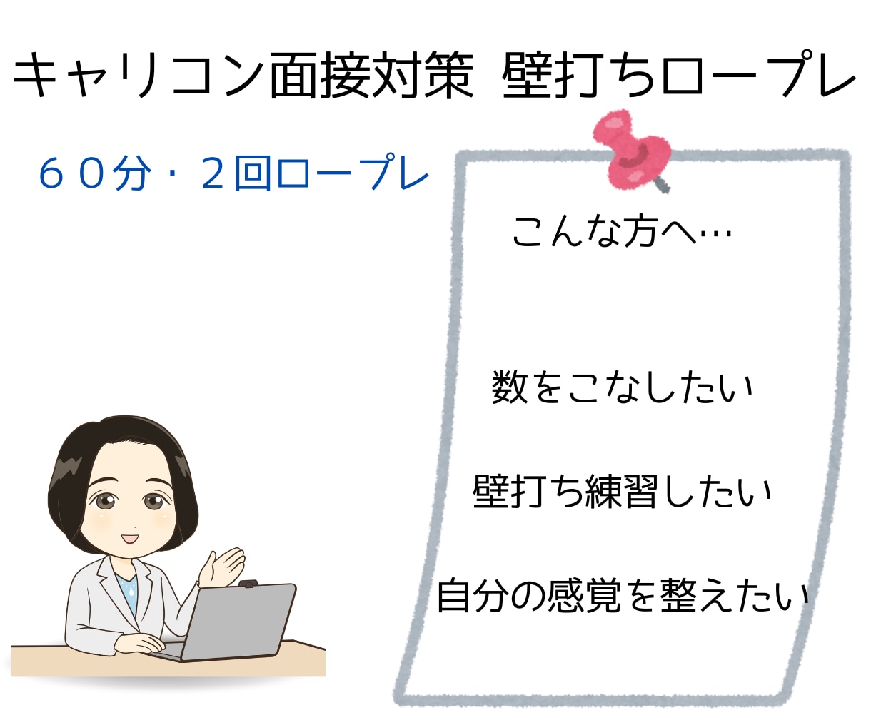 キャリコン面接対策　壁打ちロープレ2回します 様々な事例でたくさん練習したい方へキャリコンロープレ2回 イメージ1