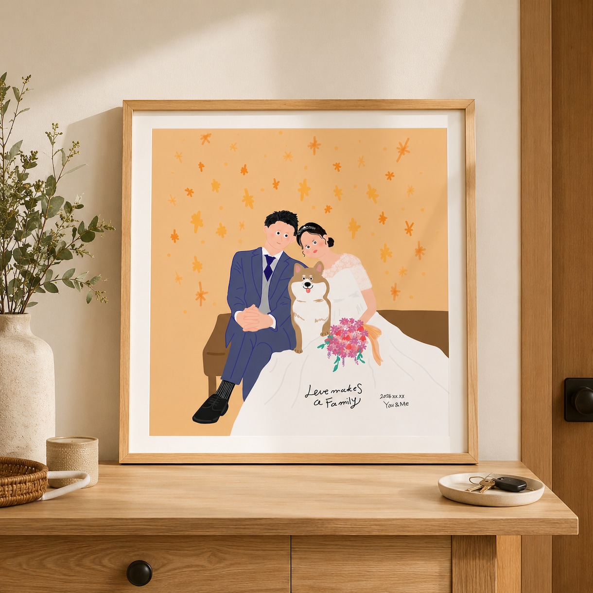 海外風タッチ♡お洒落なウェディングイラスト描きます 結婚式用、プレゼント用でも･:*+. イメージ1