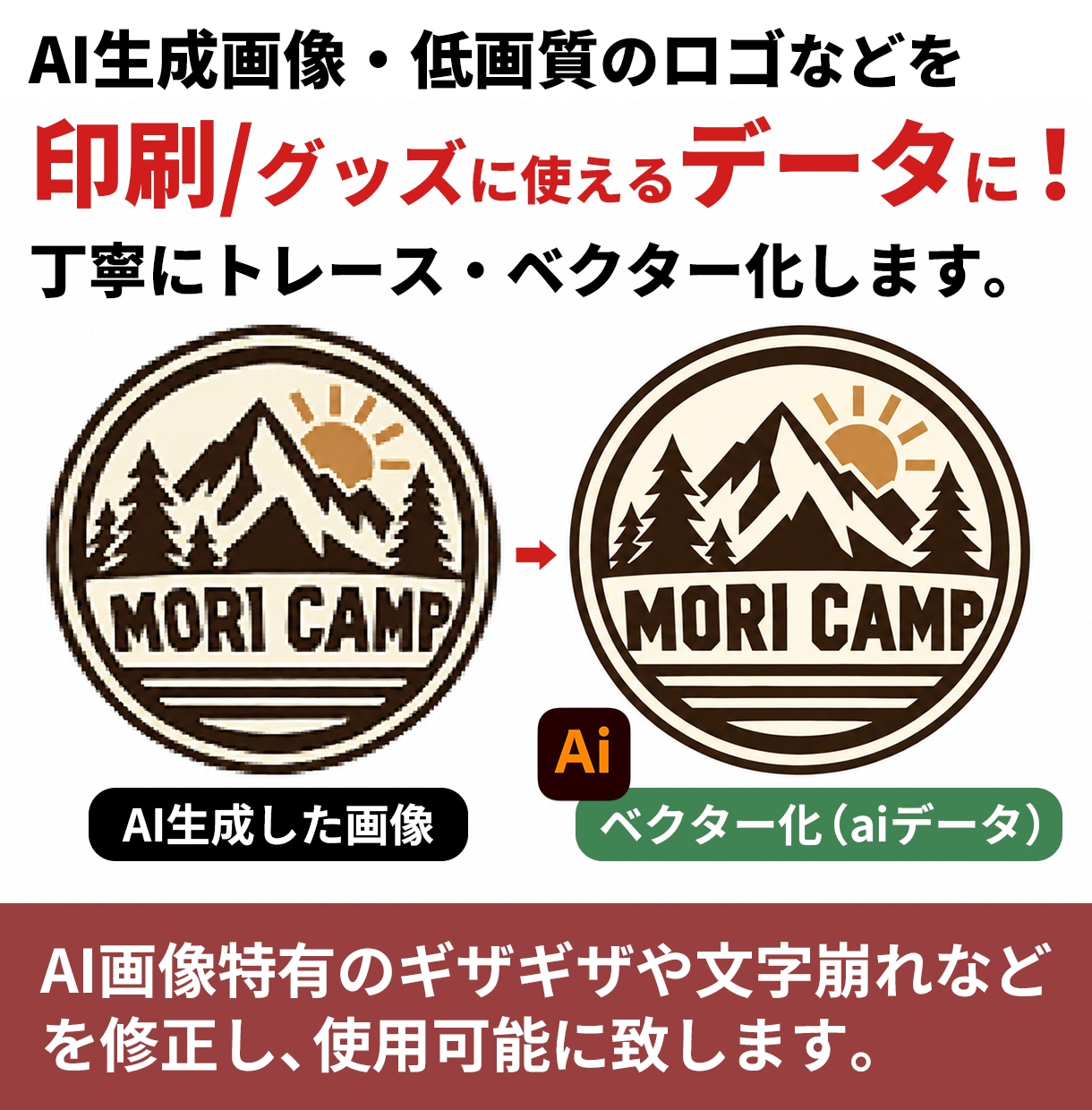 1,000円〜|粗い画像を整え、使えるようにします AI生成画像やロゴをトレース・ベクター化します。 イメージ1