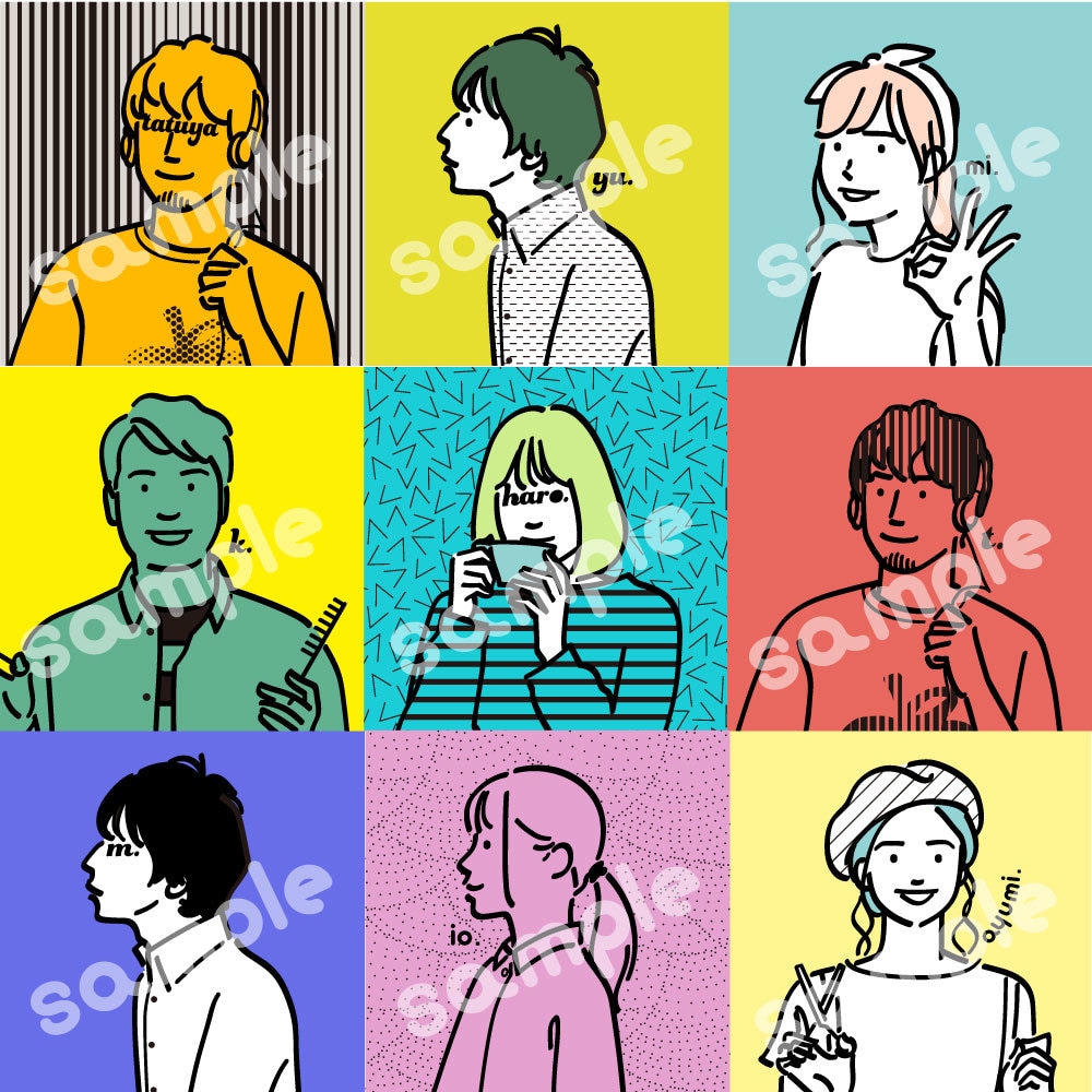 シンプルで今風SNS似顔絵モノクロアイコン描きます アイコン、今風、おしゃれ、シンプル、イラスト、似顔絵 イメージ1