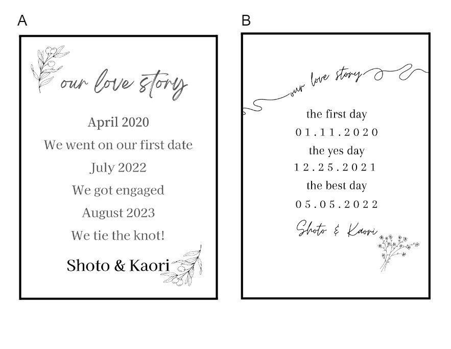 記念日ボード2種類からお選びいただけます 海外で人気ミニマル系 our love story イメージ1