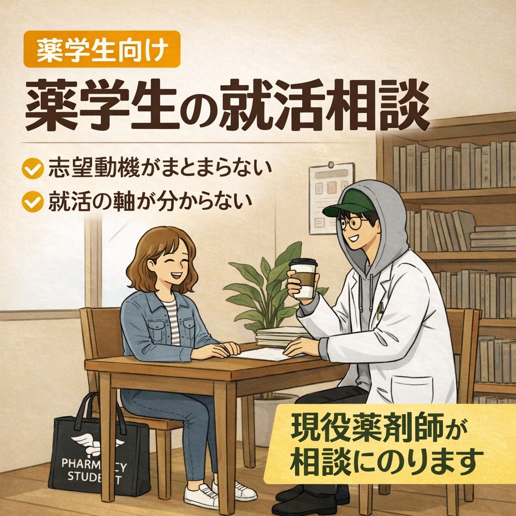 薬学生の就活相談｜志望動機と就活の軸を整理します 採用側視点で就活不安を整理します イメージ1