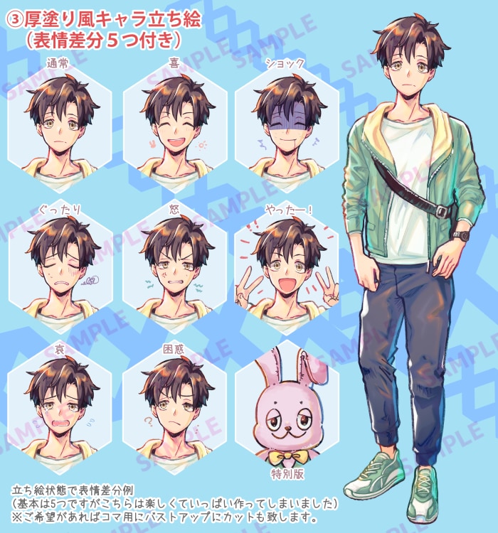 キャラ立ち絵描きます 表情豊かな差分も描きます！（無しでもＯＫ！） イメージ4