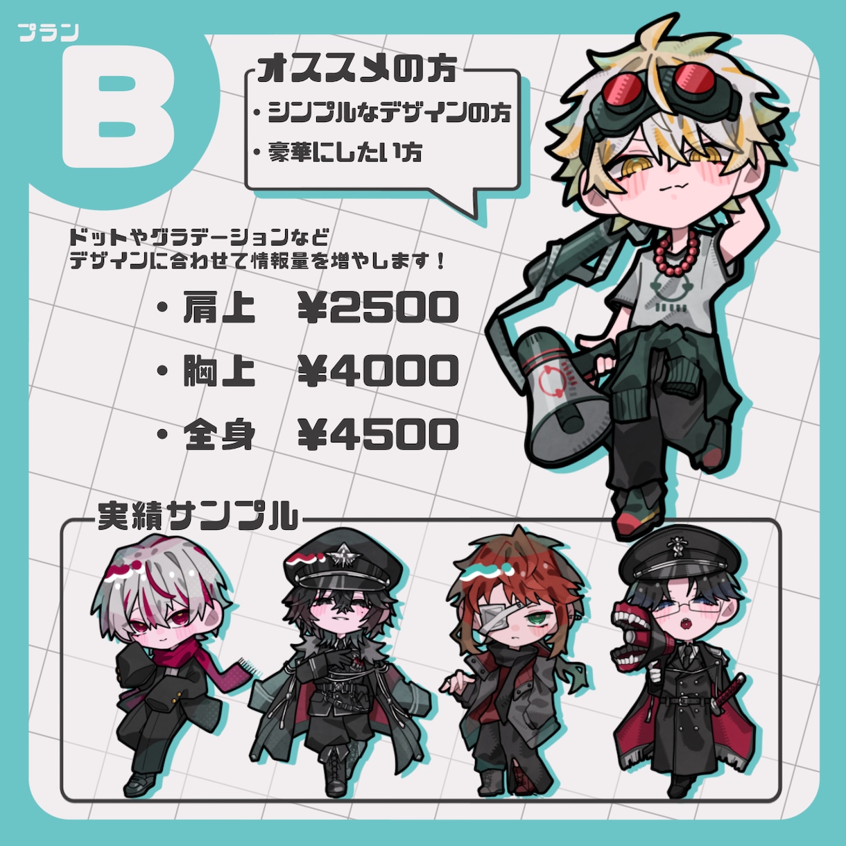 唯一無二なSD立ち絵イラストお描きします 絶対に他と被らないグッズを作りたい方へ！ イメージ3
