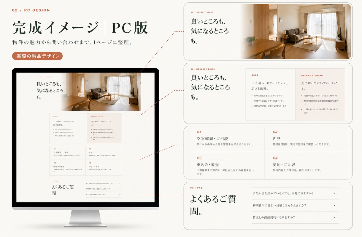 大家さん向けの賃貸募集LPを制作します 写真と募集条件を送るだけ｜スマホ対応・問い合わせ導線付き イメージ2