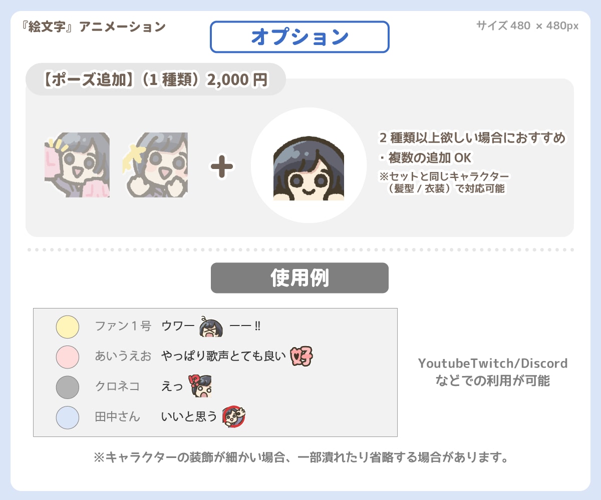 ゆるい【絵文字】アニメーション（2種類）描きます 「80種類以上から選べる！」Twitch配信の絵文字に！ イメージ3